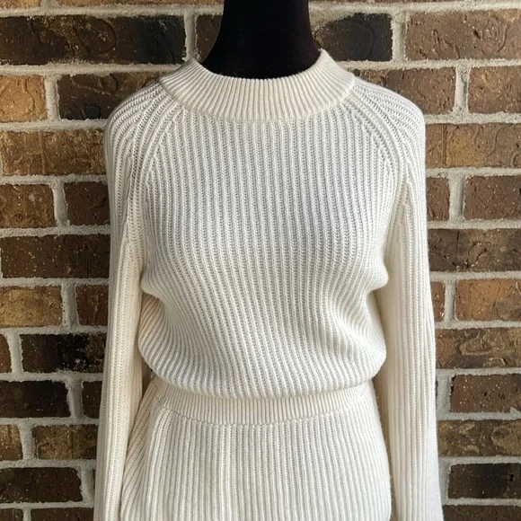 CLUB MONACO White Tinna Balloon Wool Alpaca Sleeve Sweater - Picture 3 of 9